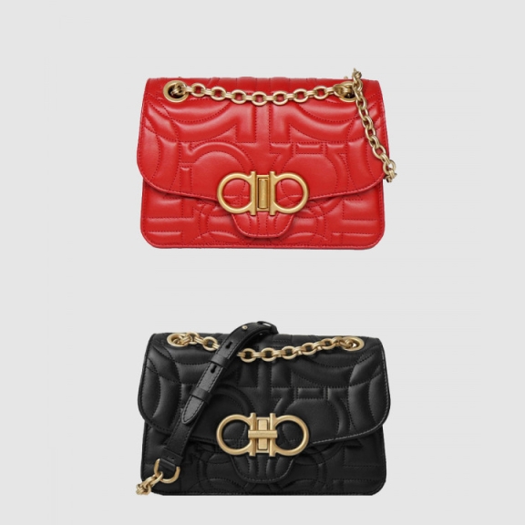 Quilted Gancini Flap Bag Small 21H153