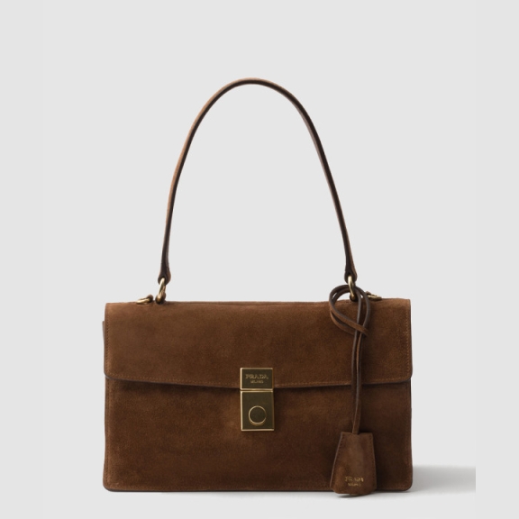 Prada Medium Suede Shoulder Bag 1BN023