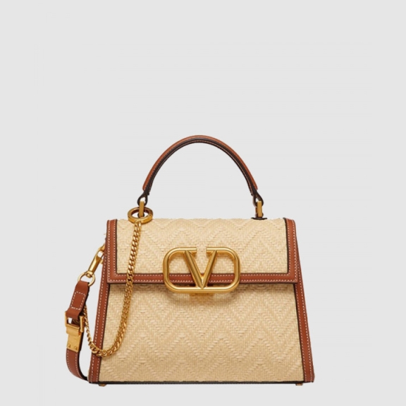 Ring Raffia Top Handle Bag Small