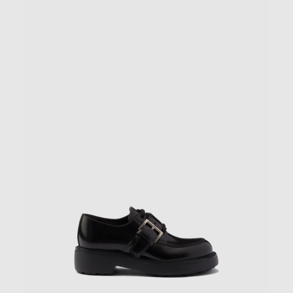 Prada Brushed Leather Lace-Up Shoes 1E590N