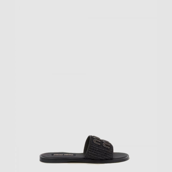 Raffia Effect Woven Fabric Slide 5XX644