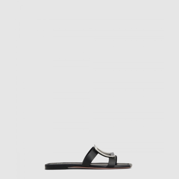 Buckle Leather Slippers 5042