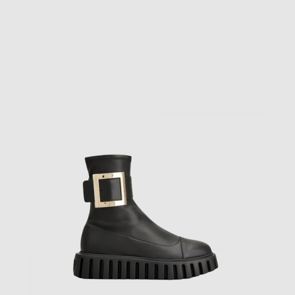 Buckle Block Heel Boots 6463