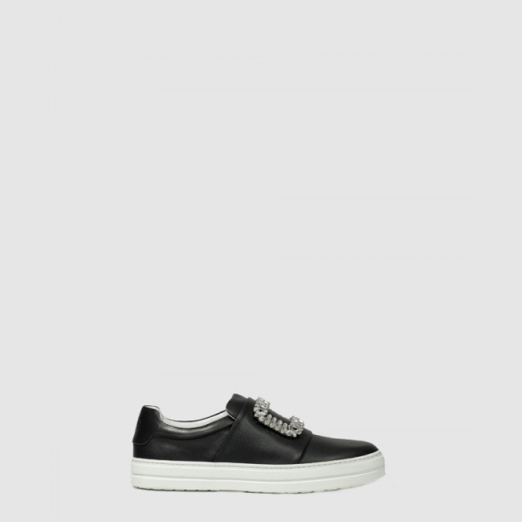 Buckle Leather Slip-Ons 4031