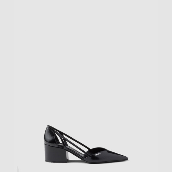 Prada Brushed Leather Cutout Pumps 1I736N