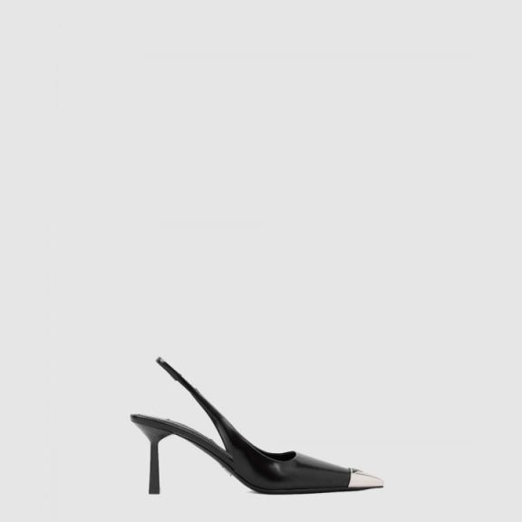 Brushed Leather Slip-on Ring Back Pumps 1I903M