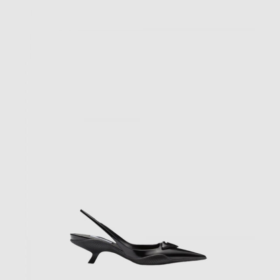 Brushed Leather Slip-on Ring Back Pumps 1I565M