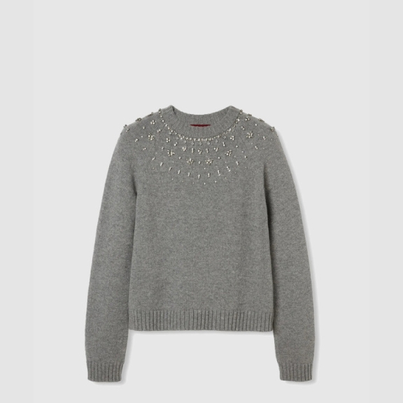 Gucci Crystal Embellishment Wool Cashmere Mixed Sweater