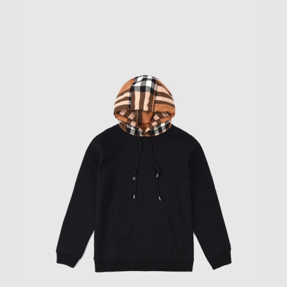 Burberry Check Hoodie Cotton Blend Hoodie