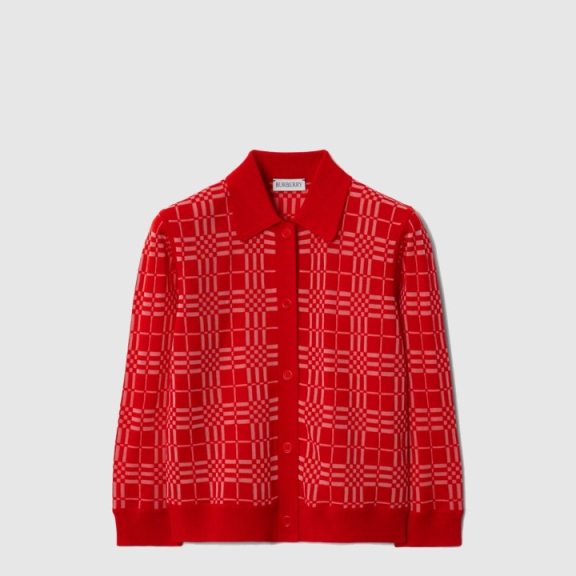 Check Wool Blend Cardigan