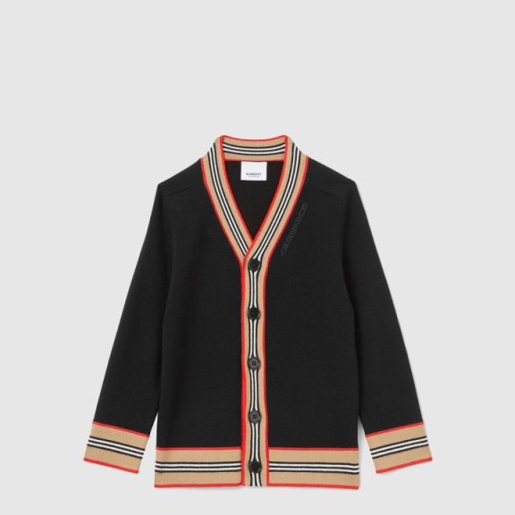 Icon Stripe Trimming Wool Cardigan