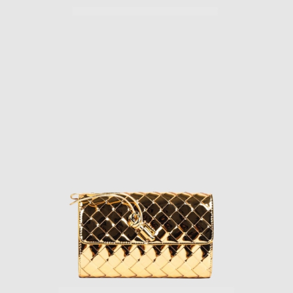 Bottega Veneta Laminated Large Andiamo Flap Wallet 741504