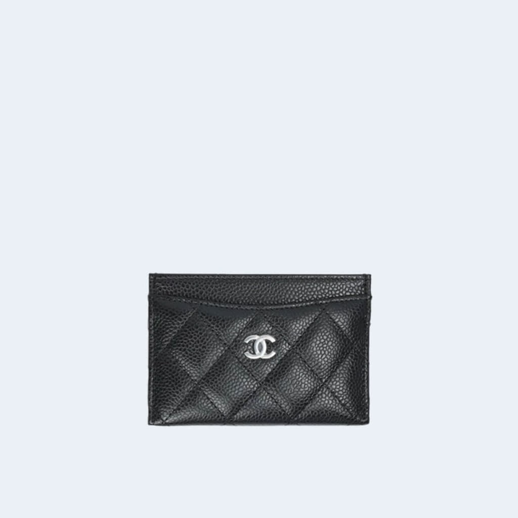 Chanel Classic Card Holder Black Silver